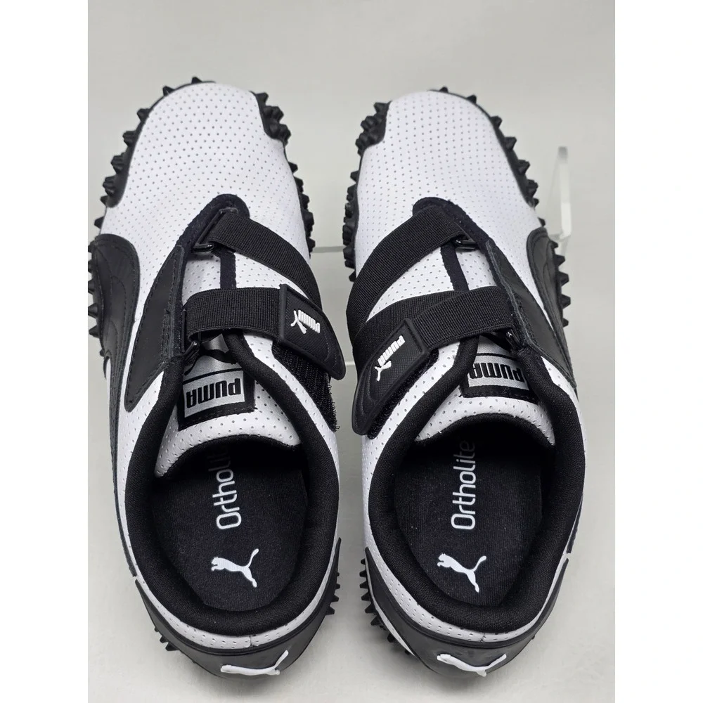 PUMA Womens Size 7.5 Sneakers Mostro Perf Leather Hook & Loop White Black New